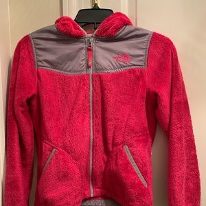 North Face Girls Hooded Fleece Jacket Pink 10/12